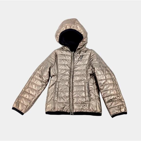 Atlantis Weathergear Puffer Jacket Girl 5/6 Metallic Gold Tone Black Reversible - Picture 1 of 14